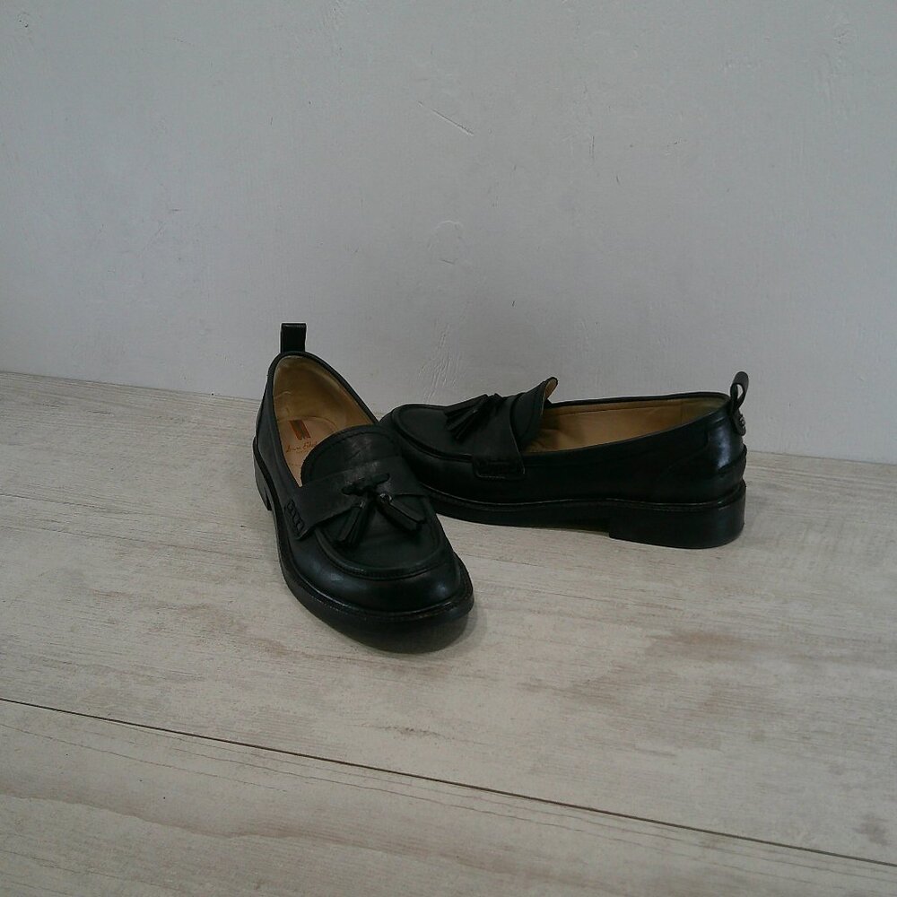 Sam Edelman Classic Caylia Black Leather Casual Tassel Minimalist Loafers SZ 8.5